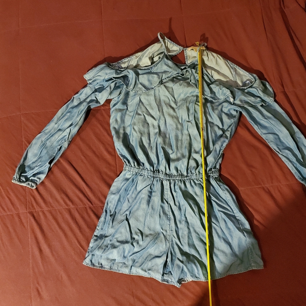 Michael Kors soft denim knit cold shoulder jumpsuit romper XS
